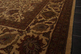 8x10 Tan, Rust, Sage Color Hand Knotted All-Over 100% Wool Traditional Oriental Rug