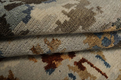 6x9 Gray, Gold, Blue Color Hand Knotted Sherpa Bamboo Silk & Wool Modern Oriental Rug