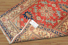 Runner Coral, Moss, Navy Color Hand Knotted Kazak Wool Traditional Oriental Rug