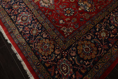 12x16 Red, Orange, Undertone Navy Color Hand Knotted Kerman Wool Traditional Oriental Rug