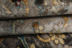 6x9 Taupe, Brown, Orange Color Hand Loomed Sherpa Bamboo Silk Traditional Oriental Rug