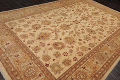 8x10 Beige, Tan, Rust Color Hand Knotted All-Over 100% Wool Traditional Oriental Rug
