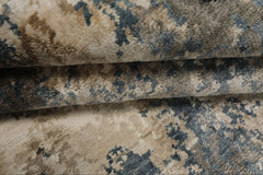 6x9 Beige, Taupe, Blue Color Hand Knotted Sherpa Bamboo Silk Modern Oriental Rug