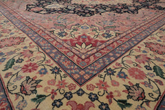 Palace Midnight Blue, Ivory, Pale Pink Color Hand Knotted Persian 100% Wool Traditional Oriental Rug