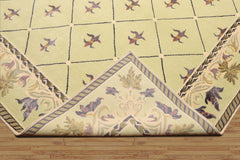 8x10 Pistachio, Ivory, Indigo Color Hand Knotted All-Over Wool & Silk Traditional-Persian/Oriental Oriental Rug