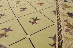 8x10 Pistachio, Ivory, Indigo Color Hand Knotted All-Over Wool & Silk Traditional-Persian/Oriental Oriental Rug