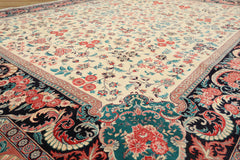 8x10 Ivory, Black, Turquoise Color Hand Knotted Pak Persian New Zealand Wool Traditional Oriental Rug