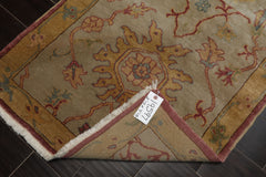 3x8 Beige, Gray, Gold Color Hand Knotted Antique Oushak Wool Traditional Oriental Rug