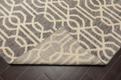 5x7 Gray, Ivory, Color Hand Knotted All-Over 100% Wool Contemporary Oriental Rug