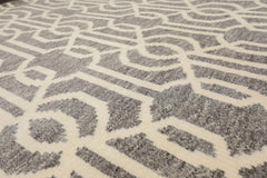 5x7 Gray, Ivory, Color Hand Knotted All-Over 100% Wool Contemporary Oriental Rug
