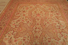 9x12 Beige, Pink, Rose Color Hand Knotted Indo Oushak Wool Arts & Crafts Oriental Rug