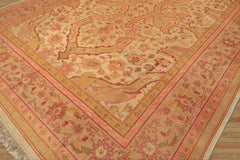 9x12 Beige, Pink, Rose Color Hand Knotted Indo Oushak Wool Arts & Crafts Oriental Rug