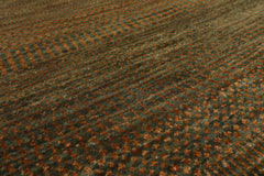4x6 Green, Brown, Gold Color Hand Knotted Tibetan Wool Modern & Contemporary Oriental Rug