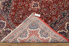 6x9 Red, Ivory, Navy Color Hand Knotted Pak Persian Wool & Silk Traditional Oriental Rug