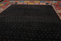 8x10 Charcoal, Gold, Rust Color Hand Knotted All-Over 100% Wool Traditional Oriental Rug