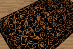 3x5 Black, Gold, Color Hand Knotted Tibetan Wool & Silk Transitional Oriental Rug