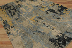 6x9 Beige, Gray, Gold Color Hand Knotted Oushak Wool Modern Oriental Rug