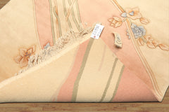4x6 Beige, Blush, Blue Color Hand Knotted French Aubusson Savonerrie Wool Traditional Oriental Rug
