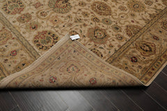 9x12 Beige, Taupe, Mustard Color Hand Knotted All-Over 100% Wool Traditional Oriental Rug