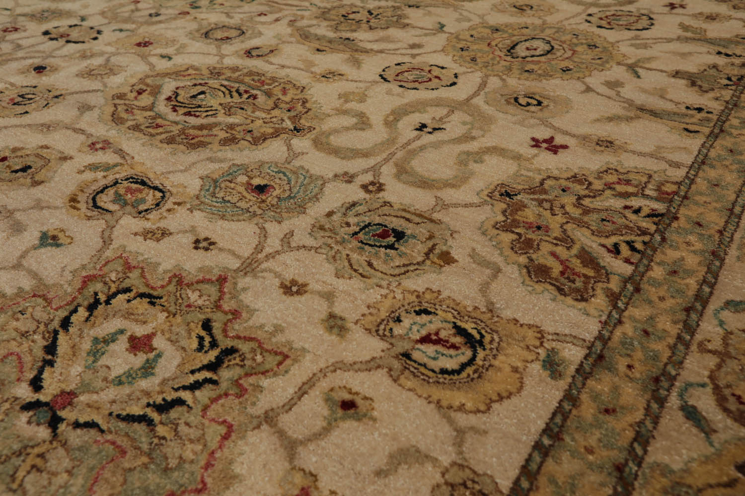 9x12 Beige, Taupe, Mustard Color Hand Knotted All-Over 100% Wool Traditional Oriental Rug