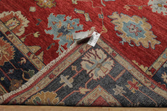 6x9 Red, Navy, Gold Color Hand Knotted Oushak Wool Traditional Oriental Rug