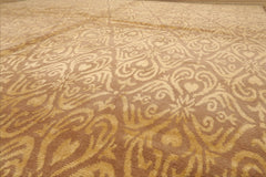 8x10 Tan, Gold, Color Hand Knotted All-Over Wool & Silk Transitional Oriental Rug