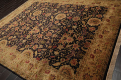 8x10 Charcoal, Olive, Beige Color Hand Knotted All-Over 100% Wool Traditional Oriental Rug