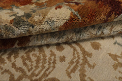 6x9 Brown, Rust, Gray Color Hand Knotted Sherpa Wool & Bamboo Silk Modern Oriental Rug