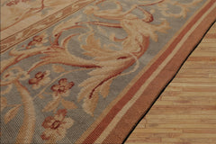 8x10 Beige, Slate, Rose Color Hand Woven French Aubusson Needlepoint Wool Traditional Oriental Rug