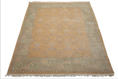 8x10 Tan, Gray, Ivory Color Hand Knotted Tibetan Wool Arts & Crafts Oriental Rug