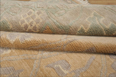 8x10 Tan, Gray, Ivory Color Hand Knotted Tibetan Wool Arts & Crafts Oriental Rug