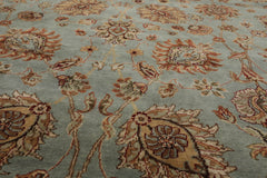 9x12 Aqua, Ivory, Rust Color Hand Knotted All-Over 100% Wool Traditional Oriental Rug