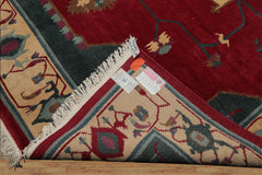 9x12 Ruby, Red, Ivory Color Hand Knotted Tibetan Wool Arts & Crafts Oriental Rug