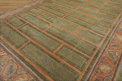 8x11 Mint, Peach, Aubergine Color Hand Knotted Tibetan Wool Arts & Crafts Oriental Rug