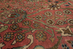 Oversize Antique Rose, Navy, Brown Color Hand Knotted Sarouk Wool Traditional Oriental Rug