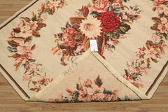 4x6 Ivory, Pink, Blush Color Hand Woven French Needlepoint Wool Traditional Oriental Rug