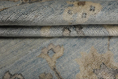 8x10 Blue, Beige, Brown Color Hand Knotted Oushak Bamboo Silk Traditional Oriental Rug