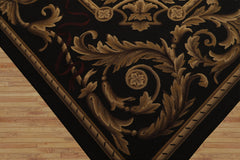 9x12 Chocolate, Gold, Brown Color Hand Woven French Aubusson Flatweave Wool Traditional Oriental Rug