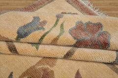 8x10 Ivory, Rust, Gray Color Hand Knotted Tibetan Wool Transitional Oriental Rug