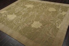 8x10 Moss, Sage, Color Hand Knotted All-Over 100% Wool Traditional Oriental Rug