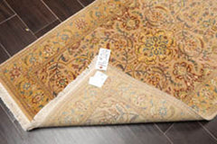 3x5 Tan, Light Gold, Blue Color Hand Knotted All-Over 100% Wool Traditional Oriental Rug