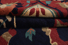 8x10 Navy, Rust, Ivory Color Hand Knotted Tibetan Wool Arts & Crafts Oriental Rug