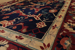 8x10 Navy, Rust, Ivory Color Hand Knotted Tibetan Wool Arts & Crafts Oriental Rug