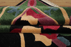 8x10 Black, Green, Lavender Color Hand Knotted Tibetan Wool Arts & Crafts Oriental Rug