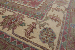 8x10 Faded Plum, Ivory, Sage Color Hand Knotted Agra New Zealand Wool Traditional Oriental Rug
