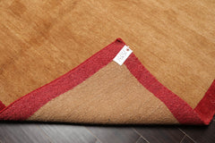 Square Gold, Red, Color Hand Knotted All-Over 100% Wool Modern Oriental Rug