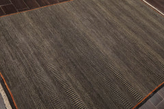 5x7 Charcoal, Olive, Orange Color Hand Knotted All-Over 100% Wool Traditional Oriental Rug