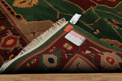 8x10 Green, Chocolate, Taupe Color Hand Knotted Tibetan Wool Arts & Crafts Oriental Rug