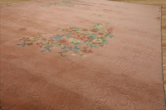 8x10 Rose, Aqua, Turquoise Color Hand Knotted French Aubusson Savonnerie Wool Traditional Oriental Rug