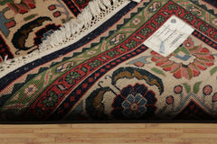 9x12 Black, Ivory, Green Color Hand Knotted Sarouk New Zealand Wool Traditional Oriental Rug